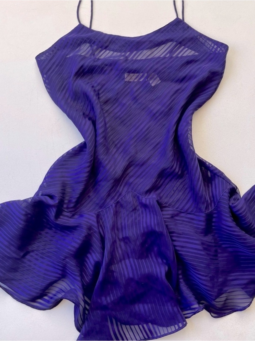 Victoria’s Secret Elegant Purple Slip Dress with Sheer Striped Detail